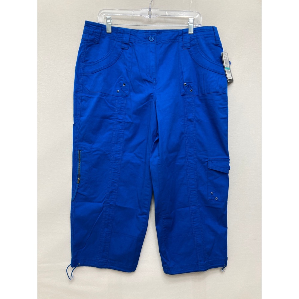 New Style & Co Capri Pants size 16 Blue Mid Rise Cargo Utility Hiking Outdoor